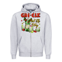 Heather Grey gin`gle all the way with bottle and cocktails Zipper Hoodie - AdoDesignShop