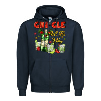 Navy gin`gle all the way with bottle and cocktails Zipper Hoodie - AdoDesignShop