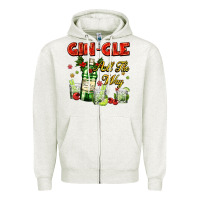 Oatmeal Heather gin`gle all the way with bottle and cocktails Zipper Hoodie - AdoDesignShop