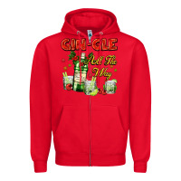 Red gin`gle all the way with bottle and cocktails Zipper Hoodie - AdoDesignShop