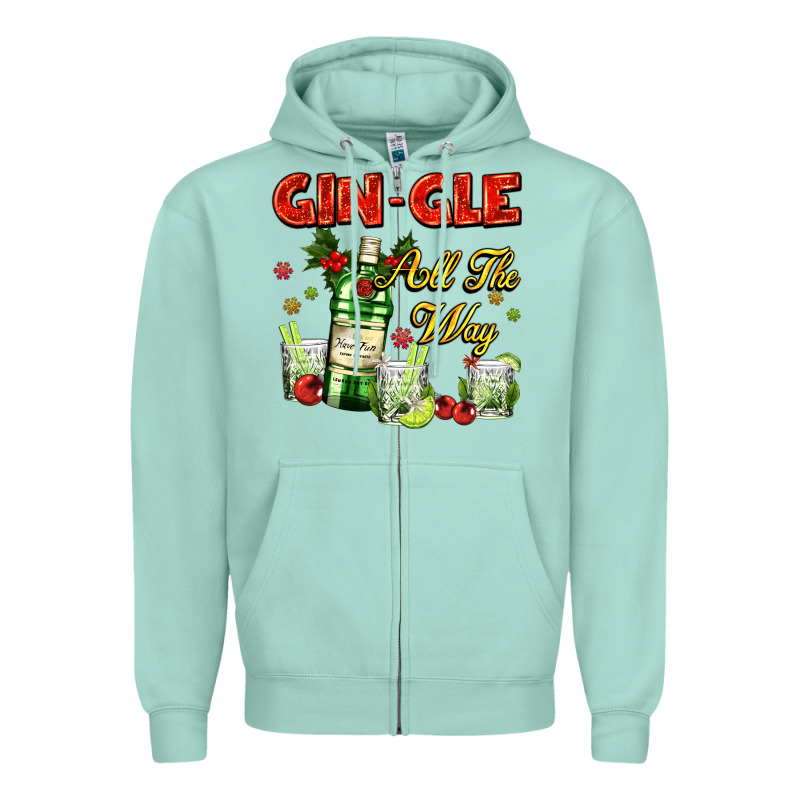 Gin`gle All The Way With Bottle And Cocktails Zipper Hoodie by AdoDesignShop | Teevron