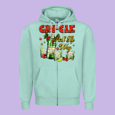 Gin`gle All The Way With Bottle And Cocktails Zipper Hoodie Designed By Adodesignshop