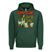 Sports Green gin`gle all the way with bottle and cocktails Zipper Hoodie - AdoDesignShop