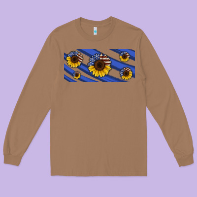 American Flag Sunflowers 16oz Libbey Cup Long Sleeve Tee Designed By Hra Design Shop