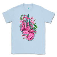 Dusty Blue cancer boxing gloves with ribbon Classic Tee - AdoDesignShop