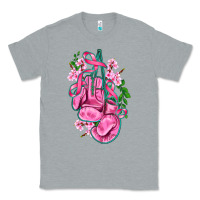 Heather Grey cancer boxing gloves with ribbon Classic Tee - AdoDesignShop