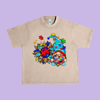 Autism Sunflower Gnome Urban Heavy Tee Designed By Zillion Design Studio