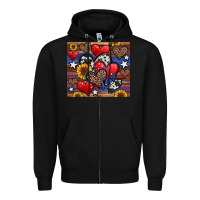 Black 4th of july american hearts Zipper Hoodie - Jasminsmagicworld