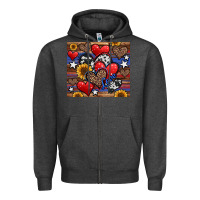Charcoal Heather 4th of july american hearts Zipper Hoodie - Jasminsmagicworld