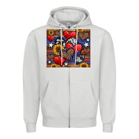 Dove Grey 4th of july american hearts Zipper Hoodie - Jasminsmagicworld