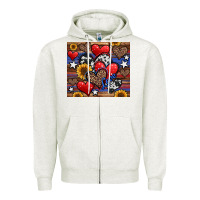 Oatmeal Heather 4th of july american hearts Zipper Hoodie - Jasminsmagicworld