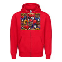 Red 4th of july american hearts Zipper Hoodie - Jasminsmagicworld
