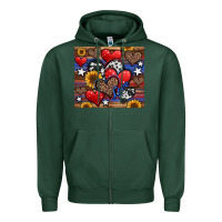 Sports Green 4th of july american hearts Zipper Hoodie - Jasminsmagicworld