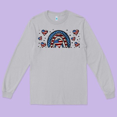 American Flag Rainbow 16oz Libbey Cup Long Sleeve Tee Designed By Hra Design Shop