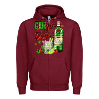 Burgundy gin`gle bells with bottle and cocktail Zipper Hoodie - AdoDesignShop