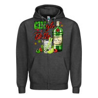 Charcoal Heather gin`gle bells with bottle and cocktail Zipper Hoodie - AdoDesignShop