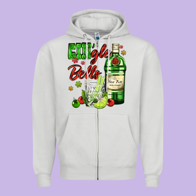 Gin`gle Bells With Bottle And Cocktail Zipper Hoodie Designed By Adodesignshop
