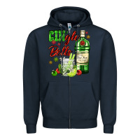 Navy gin`gle bells with bottle and cocktail Zipper Hoodie - AdoDesignShop