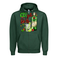 Sports Green gin`gle bells with bottle and cocktail Zipper Hoodie - AdoDesignShop