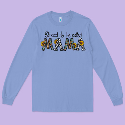 Blessed To Be Called Mama Long Sleeve Tee Designed By Cowhidedigitalart
