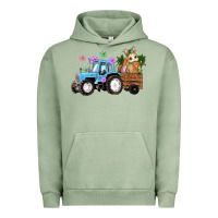 Pigment Oil Green easter tracktor bunny carrot flowers  egg Urban Hoodie - RanaPortraitStore