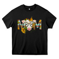 Black Western Baby Calf Mom With Sunflower Heavy Core Tee - LillyAllenDesigns