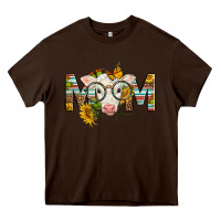 Chocolate Brown Western Baby Calf Mom With Sunflower Heavy Core Tee - LillyAllenDesigns