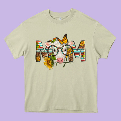 Western Baby Calf Mom With Sunflower Heavy Core Tee Designed By Lillyallendesigns
