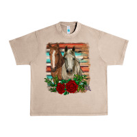 French Oak horses with roses Urban Heavy Tee - RanaPortraitStore