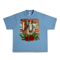 Pebble Blue horses with roses Urban Heavy Tee - RanaPortraitStore