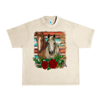 Sandshell horses with roses Urban Heavy Tee - RanaPortraitStore