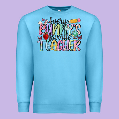 Every Bunnys Favorite Teacher Premium Sweatshirt Designed By Maliassmallbusiness