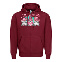 Burgundy valentines day gnomes Zipper Hoodie - Jasminsmagicworld