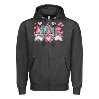 Charcoal Heather valentines day gnomes Zipper Hoodie - Jasminsmagicworld