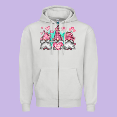 Valentines Day Gnomes Zipper Hoodie Designed By Jasminsmagicworld