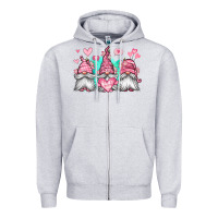 Heather Grey valentines day gnomes Zipper Hoodie - Jasminsmagicworld