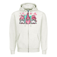 Oatmeal Heather valentines day gnomes Zipper Hoodie - Jasminsmagicworld