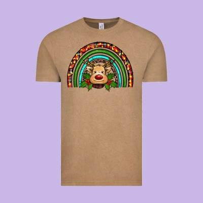 Reindeer Rainbow Christmas Vintage Tee Designed By Ranaportraitstore
