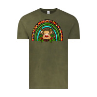 Vintage Olive reindeer rainbow christmas Vintage Tee - RanaPortraitStore