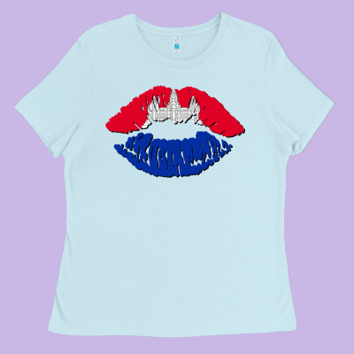 Cambodian Flag Lips Ladies Tee Designed By Adodesignshop