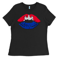 Black cambodian flag lips Ladies Tee - AdoDesignShop