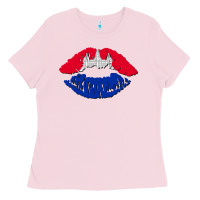 Bubblegum Pink cambodian flag lips Ladies Tee - AdoDesignShop
