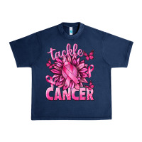 Navy Tackle Cancer with Sunflower Urban Heavy Tee - texasbilliewilder