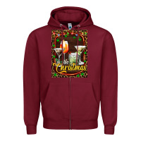 Burgundy cocktail set for Christmas Zipper Hoodie - AdoDesignShop