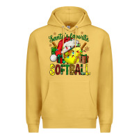 Antique Gold santa's favorite softball bbs Premium Hoodie - BundleAndBundleShop