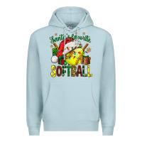Blue Mist santa's favorite softball bbs Premium Hoodie - BundleAndBundleShop