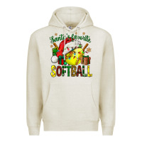 Oatmeal Heather santa's favorite softball bbs Premium Hoodie - BundleAndBundleShop