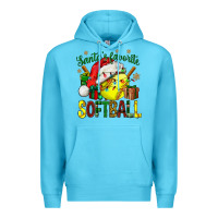 Ocean Blue santa's favorite softball bbs Premium Hoodie - BundleAndBundleShop
