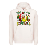 Pale Pink santa's favorite softball bbs Premium Hoodie - BundleAndBundleShop