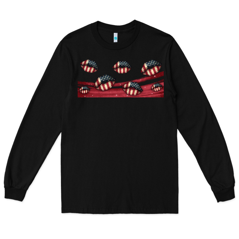 American Flag Lips 16oz Libbey Cup Long Sleeve Tee by HRA Design Shop | Teevron